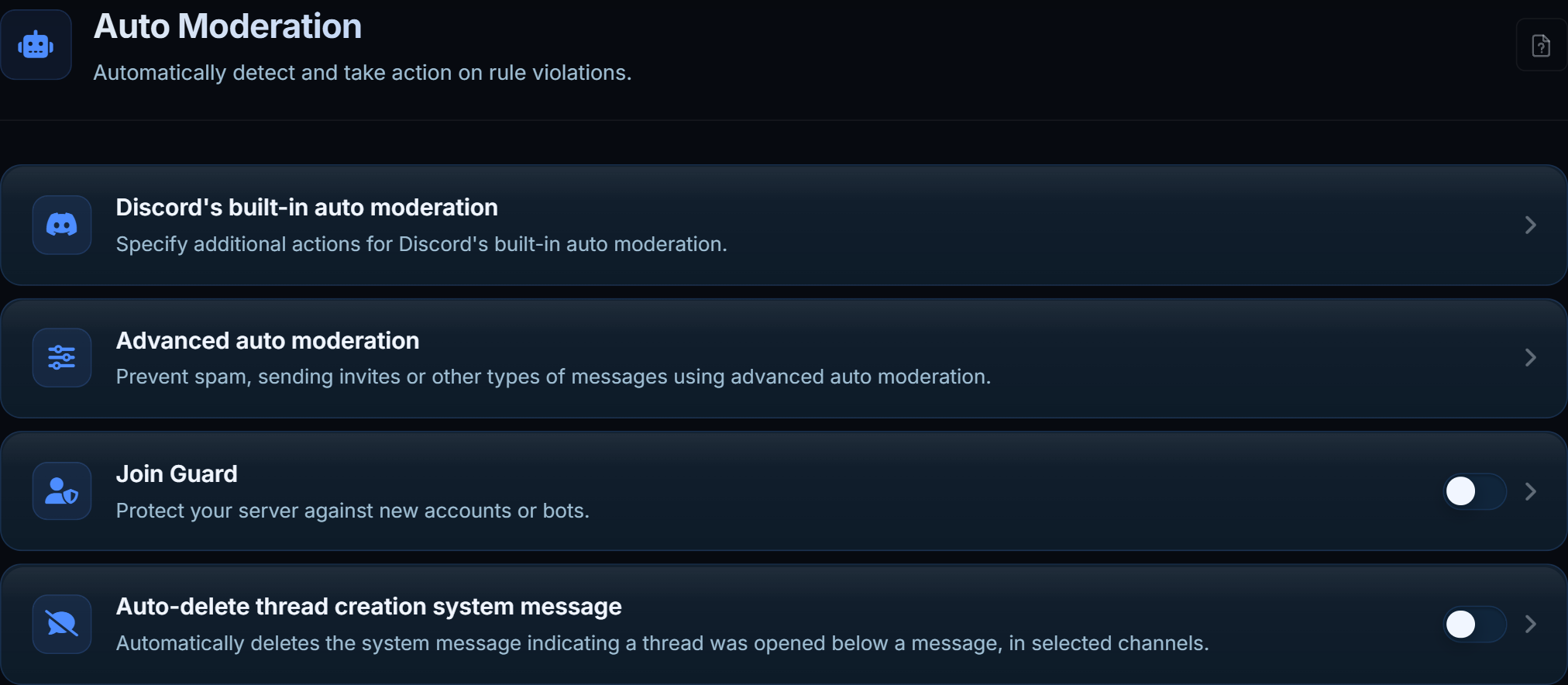 The automod page