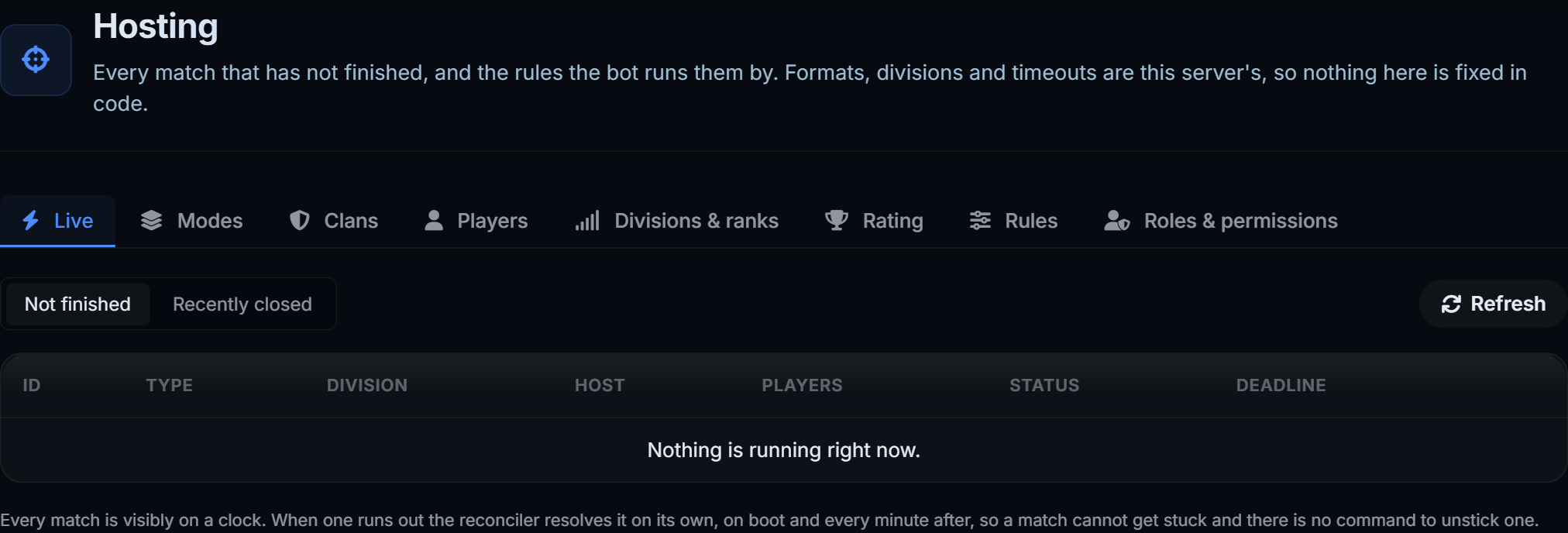 The hosting page