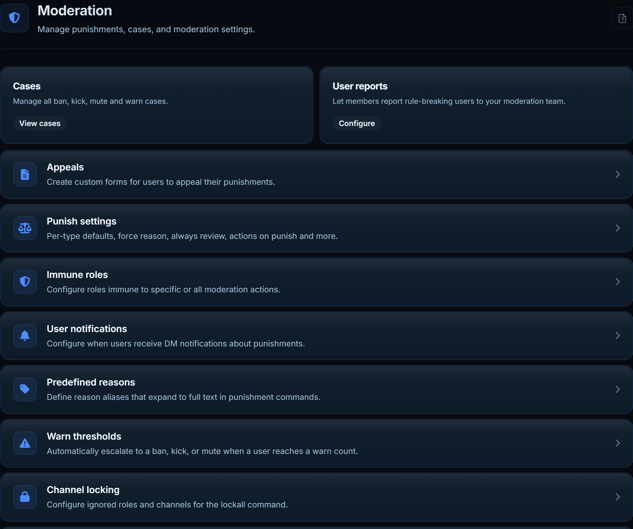 The moderation page